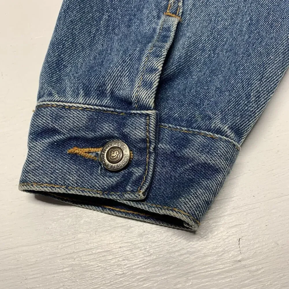 Schaefer Outfitter Legend Denim Jacket Made In USA Men Sz XL Custom Logo SPRUS